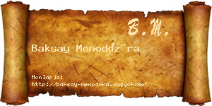 Baksay Menodóra névjegykártya